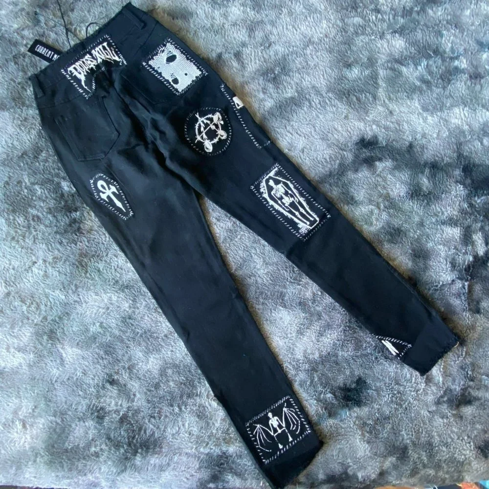 Stitch Btch Patched Lace Up Jeans - Picture 10 of 12